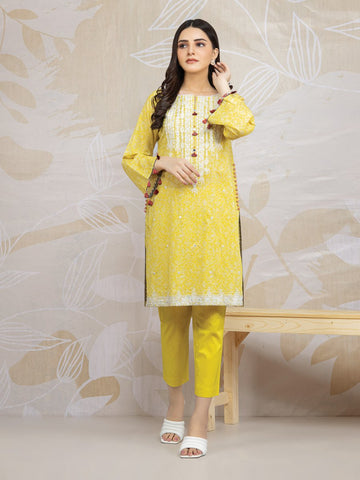 Edenrobe EWU22V1 23546 Yellow  Khayal Summer Lawn 2022